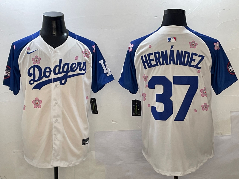 Men's Los Angeles Dodgers Teoscar Hernandez #37 White Jersey
